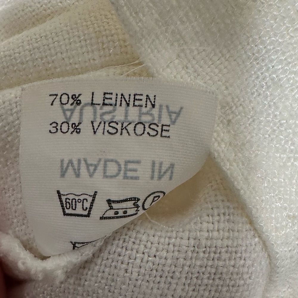 Wallmann Austria White Linen Blend Button Down Puff Sleeve Blouse Shirt Size 38 - Picture 4 of 9
